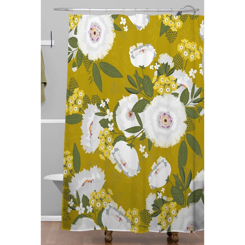Fleurette Midday Shower Curtain Olive Green - Deny Designs, 3 of 7