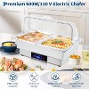 600-watt Self-service Electric Baking Tray, Stainless Steel Food Heater, with Temperature Control and Transparent Roll Lid, Suitable for Banquets - 2 of 4