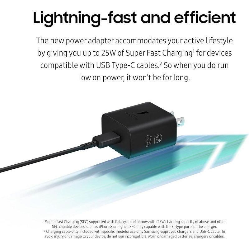 Samsung 45W Wall Charger Power Adapter - Super Fast Charging Compact Design For All Galaxy USB Type C Devices - Cable NOT Included - Retail Box, 3 of 9