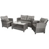 Outsunny 4 Pieces Patio Furniture Sets Rattan Wicker Chair w/ Table Outdoor Conversation Set with Cushion for Backyard Porch Garden Poolside and Deck - 4 of 4