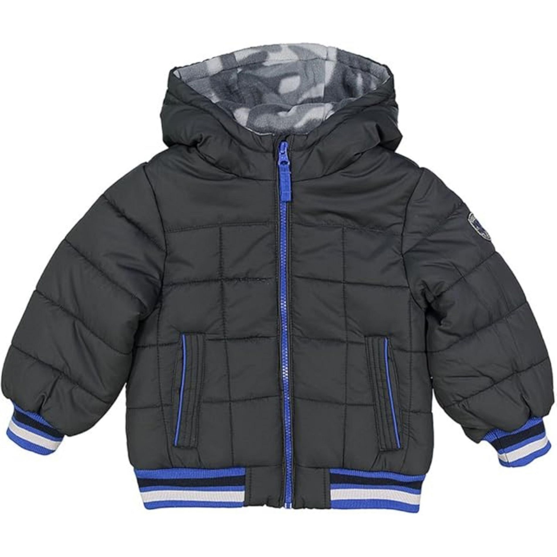 OshKosh B'Gosh Baby/Toddler Boys' Fleece Lined Puffer Coat, Grey/Blue, 12 Months