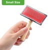 Unique Bargains Metal Wooden Handle Self Cleaning Pet Hair Grooming Brush Red 1 Pc - 3 of 3