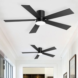 Airsurfer 2 pack 42" Black Ceiling Fan with LED Light 5 Plywood Blades Modern Ceiling Fan with Remote Control 6 Speeds Motor for Livingroom Apartment - 1 of 4