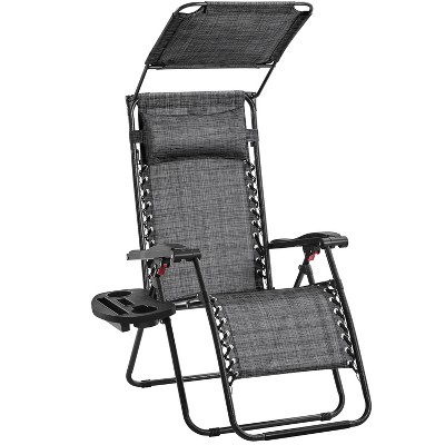 Yaheetech 26in Outdoor Patio Zero Gravity Chair with Cupholder/Pillow