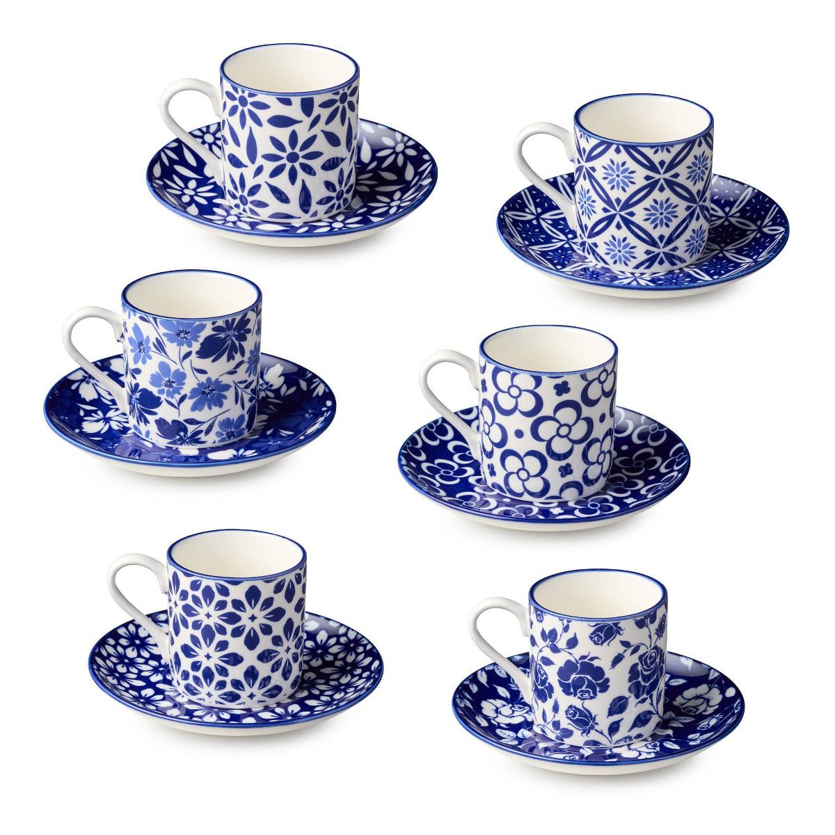 Certified International (Set of 6) 3.25oz Espresso Cups and Saucers Madison