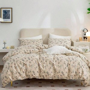 Queen Floral Duvet Cover, Brushed Microfiber 3 - Piece Set, Vintage Garden Style, Zipper Closure, Soft Breathable - 1 of 4