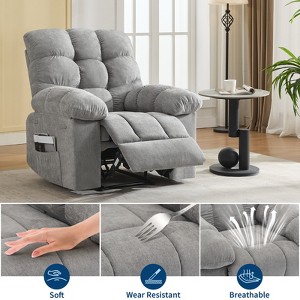 Rocking Recliner Chair with Massage and Heat Function, Ergonomic Breathable Fabric,2 Side Pockets  ,for Living Room,Bedroom - 1 of 4