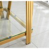 20" Square Modern Stainless Steel End Table with Double-Layer Tempered Glass and Storage - 4 of 4