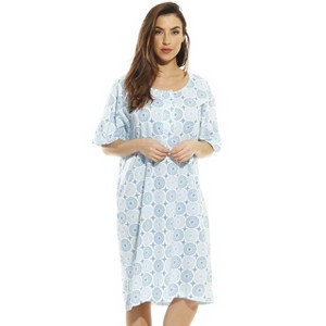 Just Love Womens Nightgown - Short Sleeve Henley Oversized Sleepwear Gown - 1 of 2
