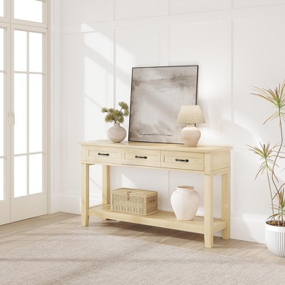 47.2" Entryway Table, Console Table with 2 Storage Drawers, 3 Tier Farmhouse Wooden Sofa Table, Hallway Table for Entryway, Living Room