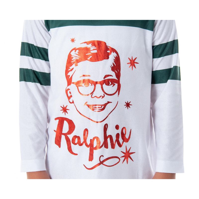 A Christmas Story Girl's Ralphie Striped Sleeve Nightgown Pajama Shirt Ralphie Red Foil, 4 of 5