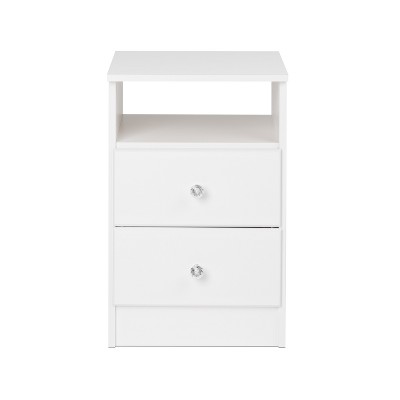 Astrid Crystal White 2-Drawer Nightstand with Acrylic Knobs