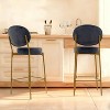 Sapphtopaz 29" Modern Upholstered Bar Stools, Velvet Counter Stool Dining Chairs Set of 2, Side Accent Chairs with Backrest & Footrest for Dining Room - 2 of 4