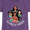 Girls' - Disney Princess - Moana Jasmine Pocahontas Mulan Royally Fierce Fitted Short Sleeve Graphic T-Shirt - 2 of 4