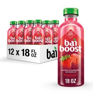 Bai Boost Watamu Strawberry Watermelon, Antioxidant Infused Beverage - 18 Fl Oz Bottle (Pack of 12) - 1 of 4