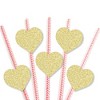 Big Dot of Happiness Gold Glitter Hearts Party Straws - No-Mess Real Gold Glitter Cut-Outs & Decorative Valentine's Day Party Paper Straws - Set of 24 - 3 of 4