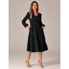 INSPIRE CHIC Women's V Neck Lantern Sleeve Ruffle Flowy A-Line Elegant Midi Dress - 4 of 4