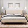 Whizmax Queen/Full Size Bed Frame with Wingback, Velvet Platform Bed with Upholstered Headboard, Solid Wood Slats Support, No Box Spring Needed - 2 of 4