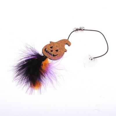 Unique Bargains Pumpkin Pattern Cat Playing Rod Replacement Orange Purple 1Pc