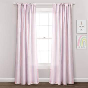 Kids' Rainbow Sheer Rod Pocket with Lining Single Window Curtain Panel Rainbow/White - Lush Décor