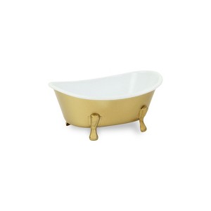 HomeRoots 7" Gold And White Metal Hand Painted Decorative Tub - 1 of 4