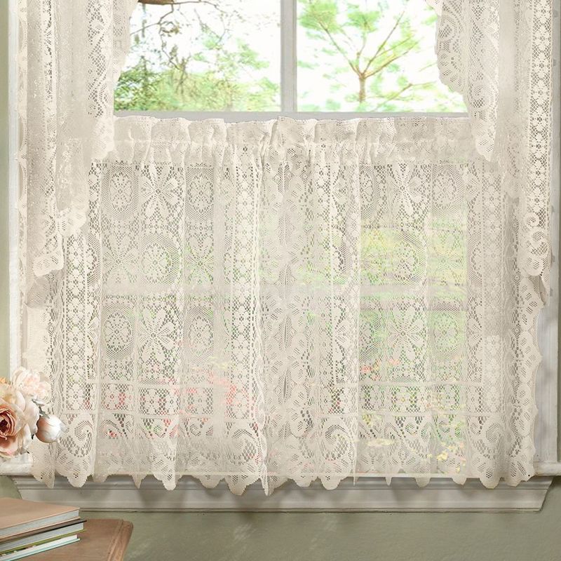Hopewell Old World Style Floral Lace Kitchen Curtains by Sweet Home Collection™, 1 of 6