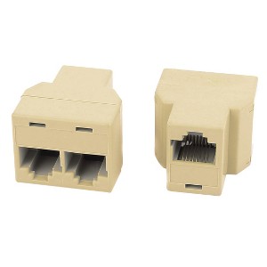 Unique Bargains 2Pcs 3 Way RJ45 8P8C Internet Extension Connector Cable Line Adapter Converters Splitter - 1 of 4