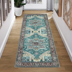 coucheta Vintage Washable Area Rug for Living Room, Multi-size  Retro Medallion Non Slip with Rubber Backing Low Pile Carpet, for Bedroom, Dining - 1 of 4