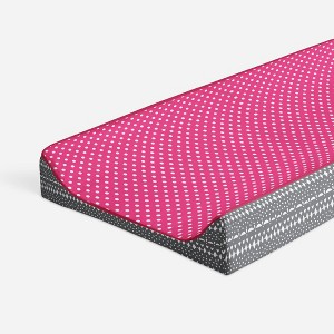 Bacati - Owls Pink/Gray Pink Dots Girls Cotton Changing Pad Cover - 1 of 4