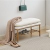 TiramisuBest Industrial Entryway Shoe Bench with Upholstered Seat & Rustic Storage, Fabric & Metal Design for Small Spaces (Antique Brown) - 2 of 4