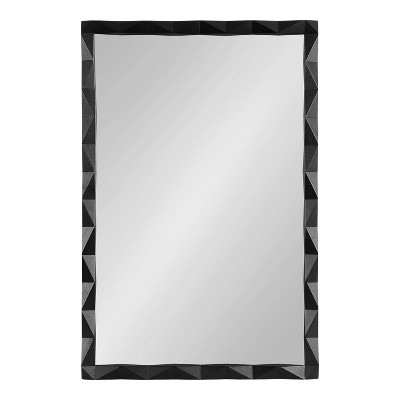 Endicott Black Geometric Faceted Wood Framed Vanity Mirror 24" x 36"