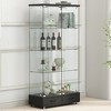 KTMBDW Glass Display Cabinet with 4-Shelf Double Doors&Lock, Curio Cabinet, Tempered Glass Floor Standing Bookshelf with Drawer for Living Room,Office - 3 of 4