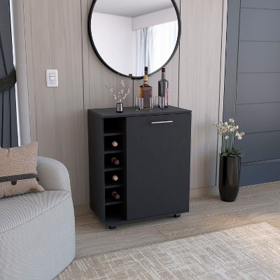 Vynxaria Wick Bar Cart with Integrated Wine Storage, Spacious Cabinet, Smooth Rollers