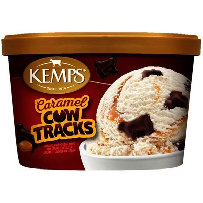 Kemps Caramel Cow Tracks Premium Ice Cream - 48oz