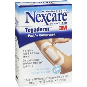 3M H3584 Nexcare Tegaderm+Pad Waterproof Transparent Dressing 2 3/8 in. x 4 in. (2 Boxes of 5) - 1 of 2