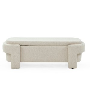 Vynxaria 51.5" Beige Linen Upholstered Bench - Elegant Ottomans and Benches with Generous Storage - 1 of 4