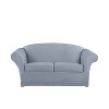 3pc Ultimate Stretch Suede Loveseat Slipcovers Pacific Blue - Sure Fit: Form Fit, Machine Washable, Indoor Use - 2 of 2