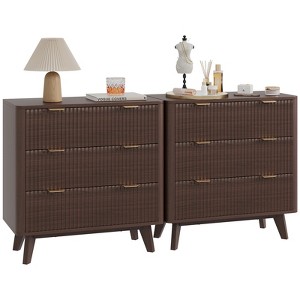 32" Tall Fluted Nightstand, Modern Side Table with Faux Marble Top, 3 Drawers End Table w/Storage, Bedside Table for Bedroom, Living Room - 1 of 4