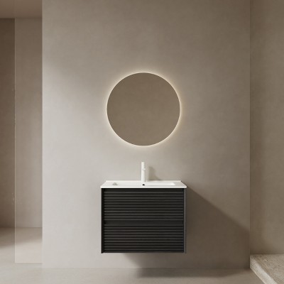Chery Life 24" Bathroom Vanity with Sink, Wall-Mounted Bathroom Storage Cabinet with 2 Drawers, Pre-assembled, Dark Oak Color
