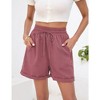 Garvee Womens High Waist Shorts with Deep Pocket Drawstring Linen Texture Casual Shorts for Women Summer Athletic Shorts - 4 of 4