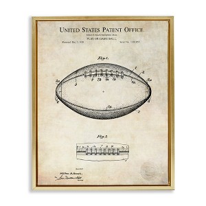Stupell Industries American Football Sports Blueprint Floating Frame Canvas Art, Gold, 17" x 21" - 1 of 4
