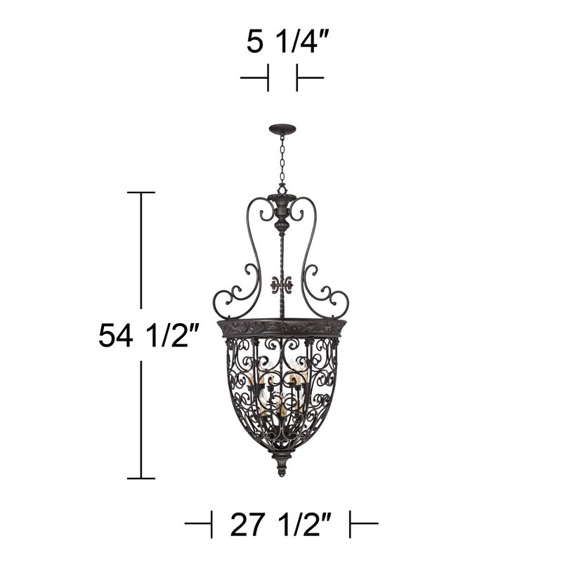 Franklin Iron Works French Scroll Rubbed Bronze Chandelier 27 1/2" Wide Rustic 12-Light Fixture for Dining Room House Kitchen Island Entryway Bedroom, 4 of 10
