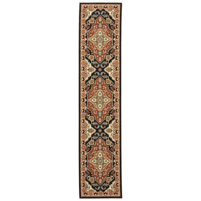 Oriental Weavers Lilihan 4929A Black/ Rust Indoor Area Rug - 2'6" x 12'