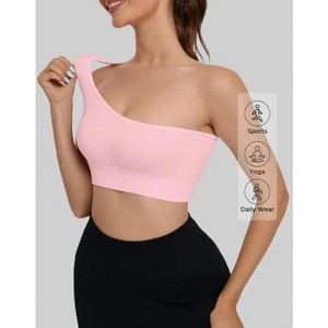 Women's Single Shoulder Strap Sports Vest Breathable and Seamless Tank Top for Yoga Running Fitness Pilates Exercise - 1 of 1