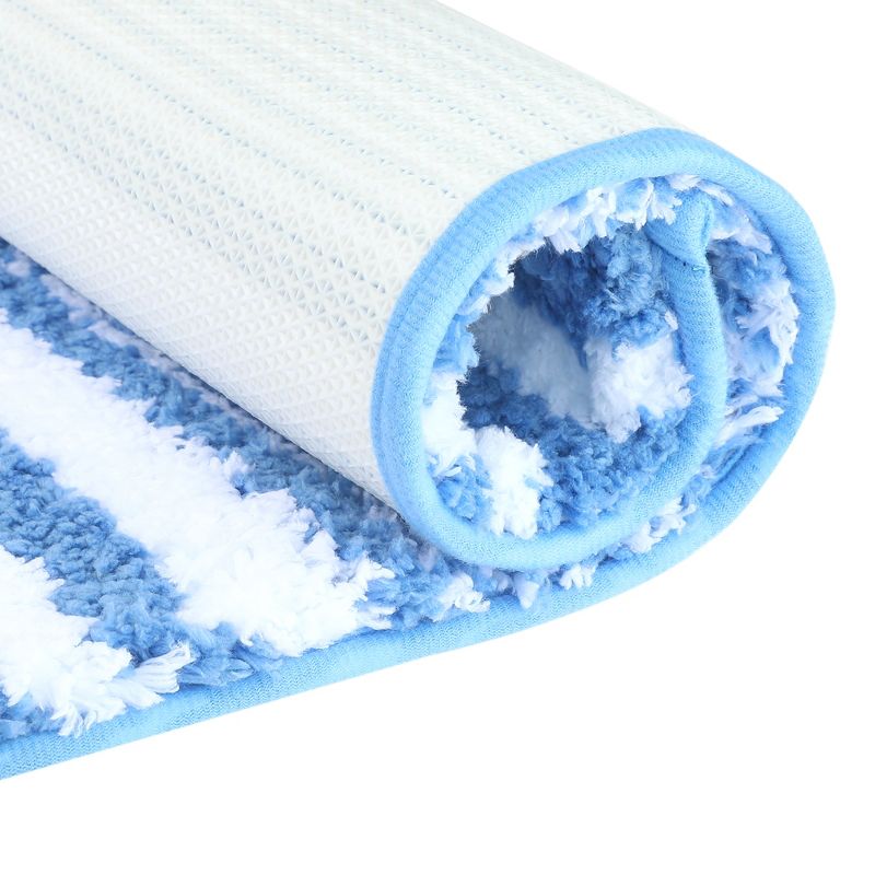 Unique Bargains Non-Slip Extra Soft and Absorbent Fluffy Striped Microfiber Bathroom Floor Mat Bath Rugs, 4 of 7