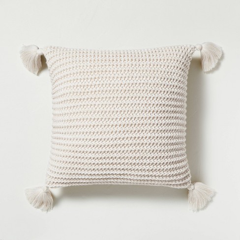 Hearth & Hand with Magnolia Chunky Knit Tassel Throw Pillow
