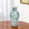 HomeRoots 19" White Blue And Green Floral Urn Porcelain Table Vase - 2 of 4