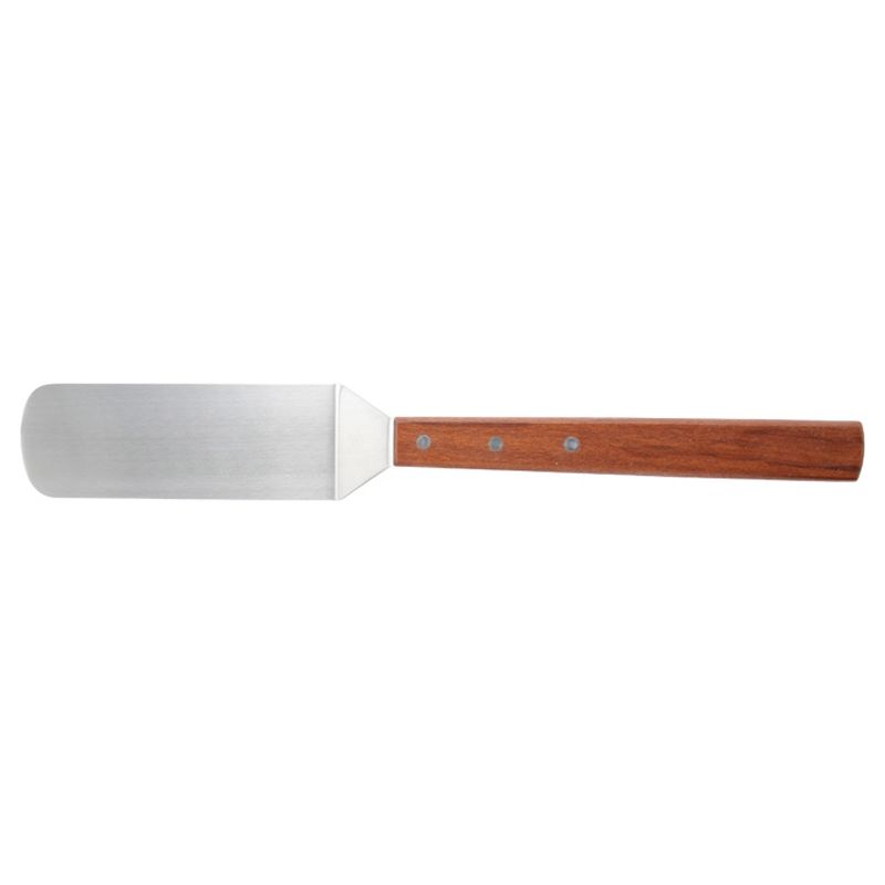 Winco Giant Solid Turner with Offset, Stainless Steel Blade, Wooden Handle, 3" x 10" Blade, 1 of 3