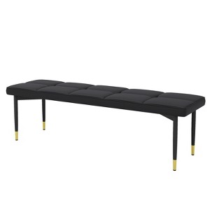 FONTOI 47"*16" Shoe Bench with Gold Accents for Bedroom,Fitting Room, Storage Room, Dining Room, Black, 17"*17.3"*59" - 1 of 4