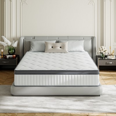 Swedrea Hybrid Mattress Breathable Medium Cooling Memory Foam Bed-in-a-Box White